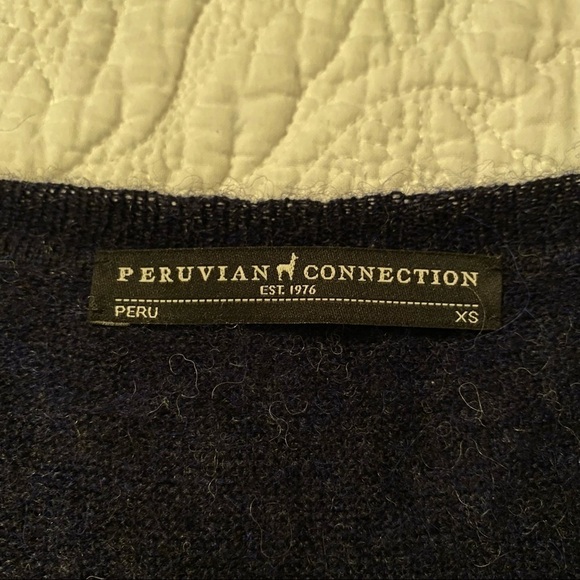 Peruvian Connection Alpaca / Wool V-Neck Blue Sweater - XS - Picture 4 of 9